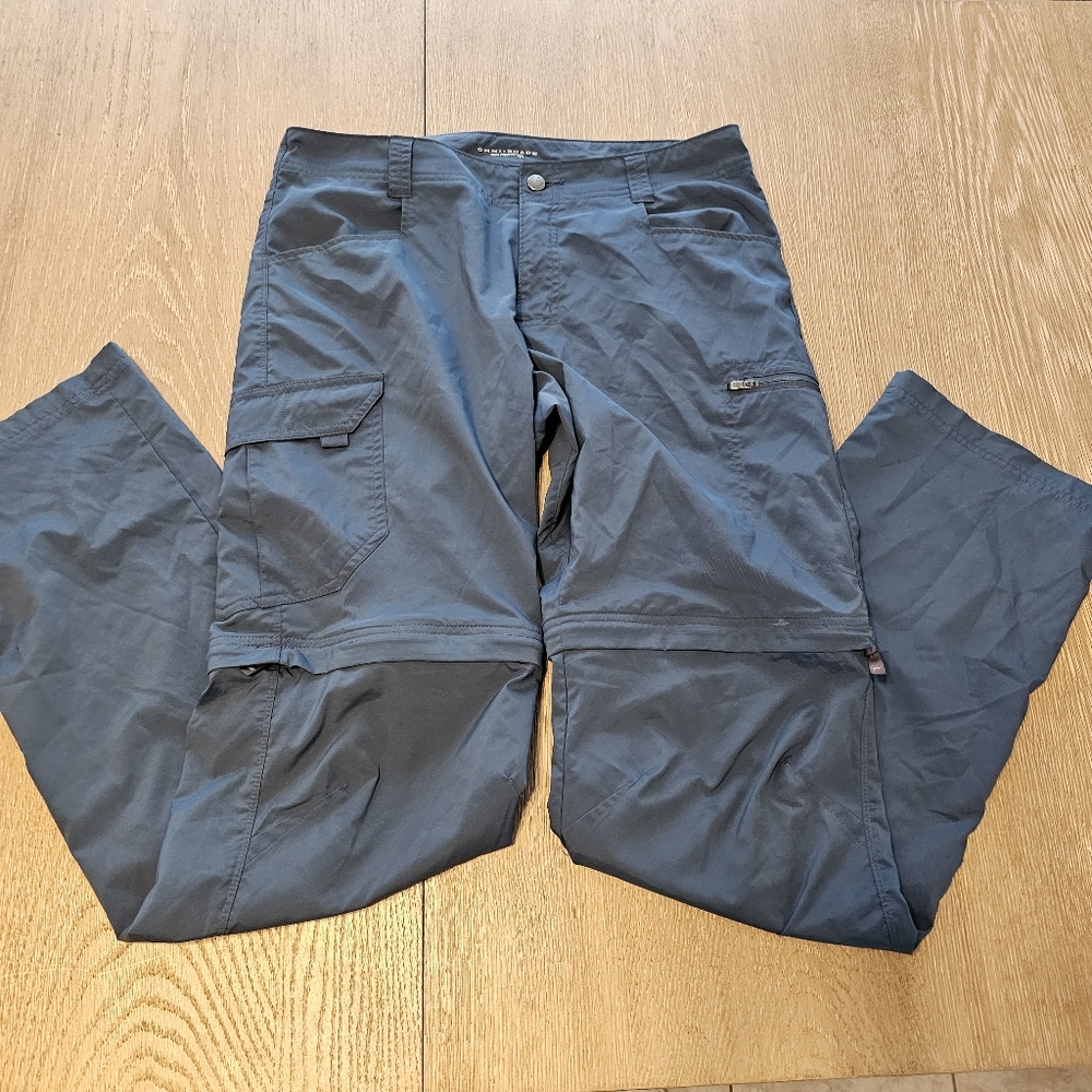 Columbia Omni-Shade Convertible Hiking Pants Shorts 34 x 36 Gray